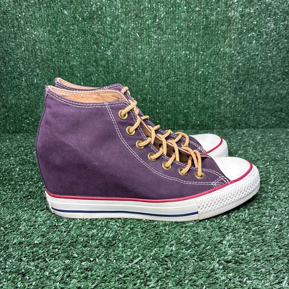 Converse Chuck Taylor All Star Lux Wedge Suede High Top Sneaker Purple Women 8.5